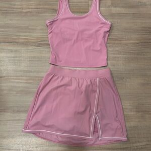 Pink Two-Piece Athletic Tank and Skort Set